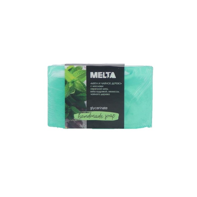Мыло ручной работы Melta с эфирными маслами Мята и чайное дерево. 100г